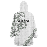 All White Maori Tribal Tattoo Personalised Wearable Blanket Hoodie Moss Green Polynesian Style LT9 - Polynesian Pride