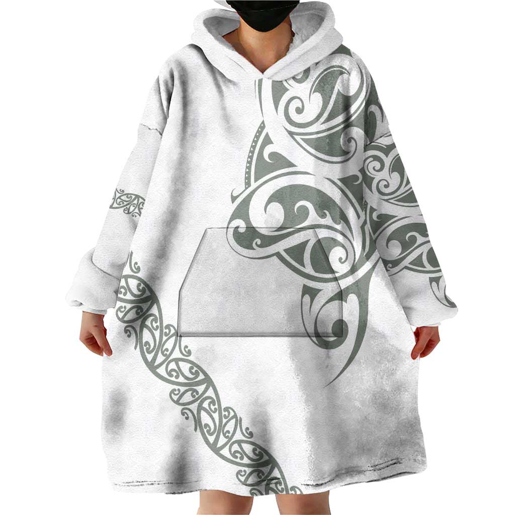 All White Maori Tribal Tattoo Personalised Wearable Blanket Hoodie Moss Green Polynesian Style LT9 - Polynesian Pride