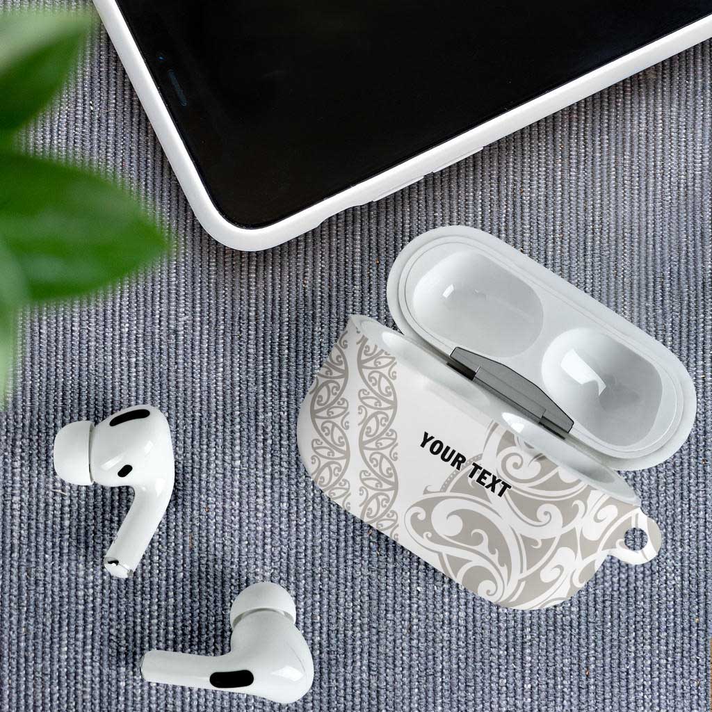 All White Maori Tribal Tattoo Personalised AirPods Case Stone Gray Polynesian Style - Polynesian Pride