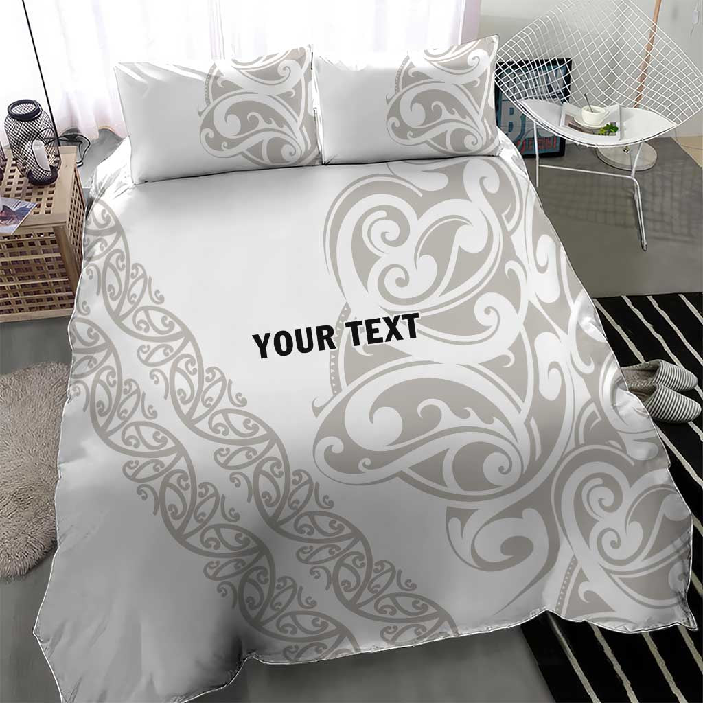 All White Maori Tribal Tattoo Personalised Bedding Set Stone Gray Polynesian Style - Polynesian Pride