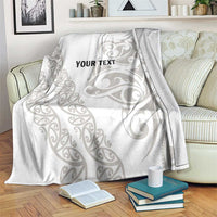 All White Maori Tribal Tattoo Personalised Blanket Stone Gray Polynesian Style - Polynesian Pride