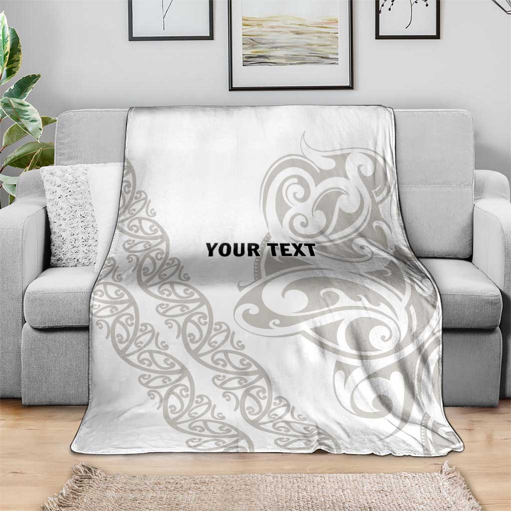 All White Maori Tribal Tattoo Personalised Blanket Stone Gray Polynesian Style - Polynesian Pride