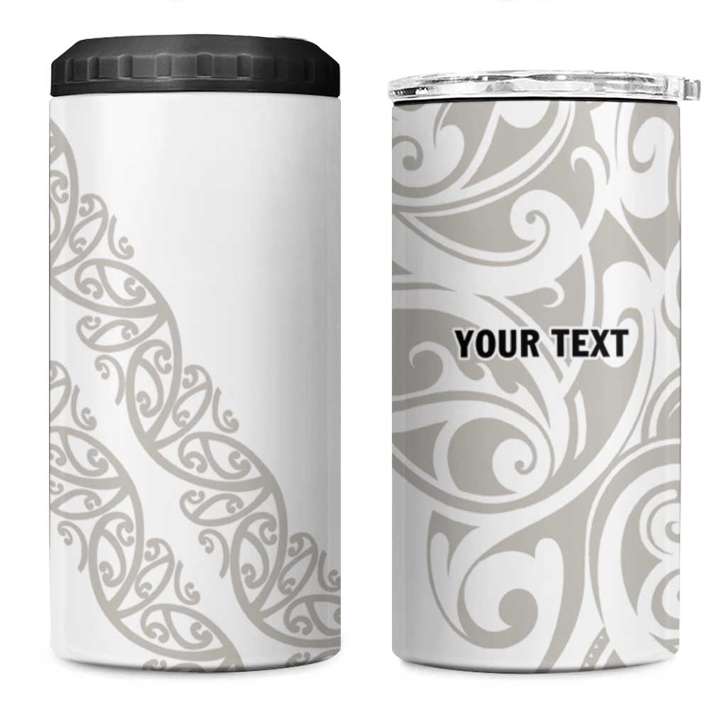 All White Maori Tribal Tattoo Personalised 4 in 1 Can Cooler Tumbler Stone Gray Polynesian Style LT9 One Size: 16 oz Gray - Polynesian Pride