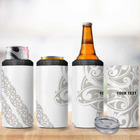 All White Maori Tribal Tattoo Personalised 4 in 1 Can Cooler Tumbler Stone Gray Polynesian Style LT9 - Polynesian Pride