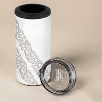 All White Maori Tribal Tattoo Personalised 4 in 1 Can Cooler Tumbler Stone Gray Polynesian Style LT9 - Polynesian Pride