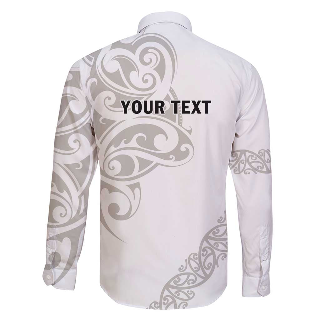 All White Maori Tribal Tattoo Personalised Family Matching Off Shoulder Short Dress and Hawaiian Shirt Stone Gray Polynesian Style LT9 - Polynesian Pride