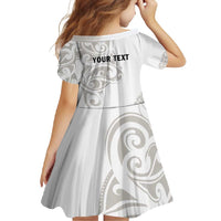 All White Maori Tribal Tattoo Personalised Family Matching Summer Maxi Dress and Hawaiian Shirt Stone Gray Polynesian Style LT9 - Polynesian Pride