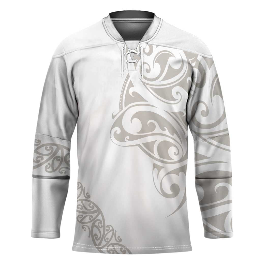 All White Maori Tribal Tattoo Personalised Hockey Jersey Stone Gray Polynesian Style - Polynesian Pride
