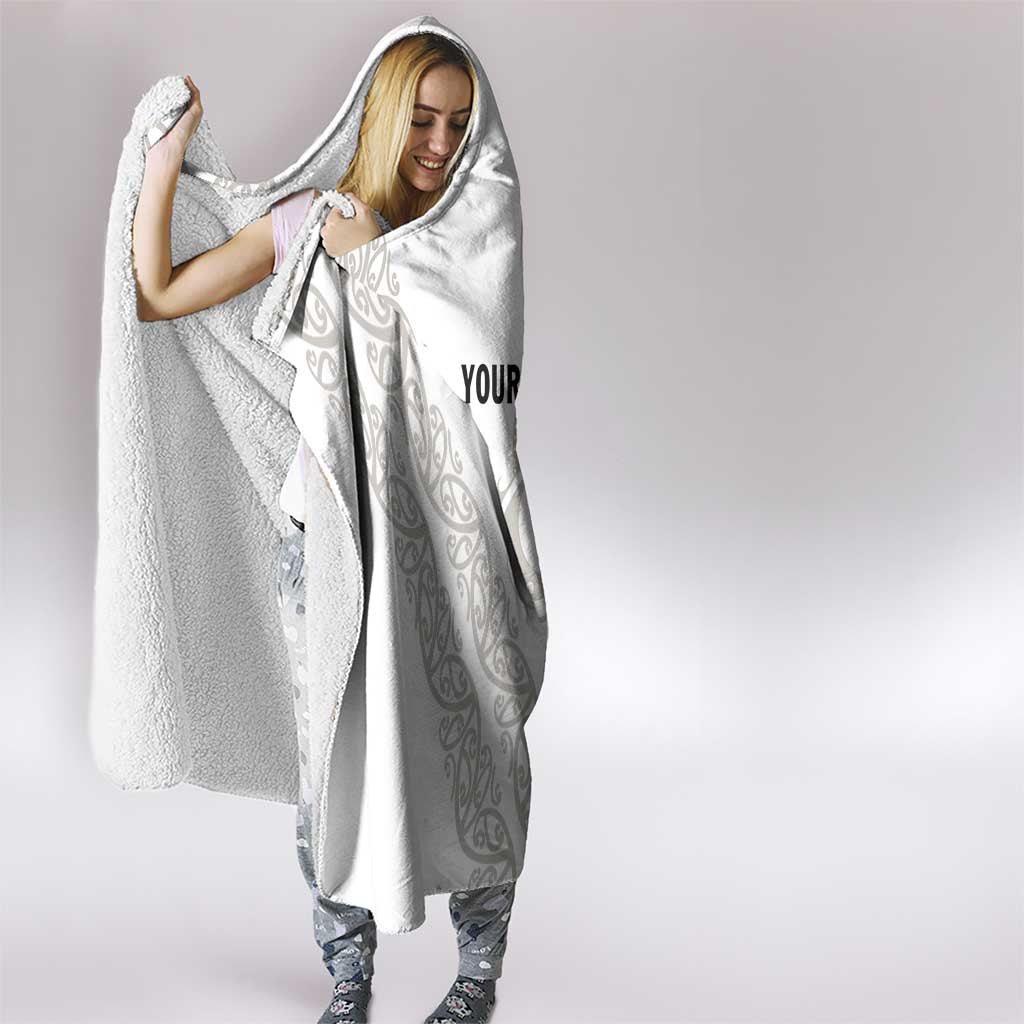 All White Maori Tribal Tattoo Personalised Hooded Blanket Stone Gray Polynesian Style - Polynesian Pride