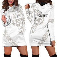 All White Maori Tribal Tattoo Personalised Hoodie Dress Stone Gray Polynesian Style LT9 - Polynesian Pride