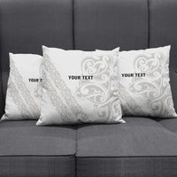 All White Maori Tribal Tattoo Personalised Pillow Cover Stone Gray Polynesian Style - Polynesian Pride