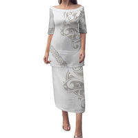 All White Maori Tribal Tattoo Personalised Puletasi Stone Gray Polynesian Style - Polynesian Pride