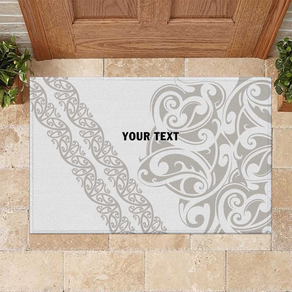 All White Maori Tribal Tattoo Personalised Rubber Doormat Stone Gray Polynesian Style LT9 Gray - Polynesian Pride