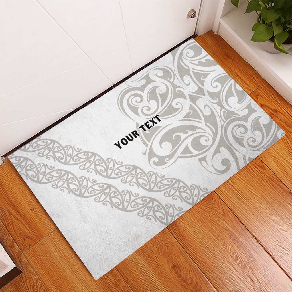 All White Maori Tribal Tattoo Personalised Rubber Doormat Stone Gray Polynesian Style LT9 - Polynesian Pride