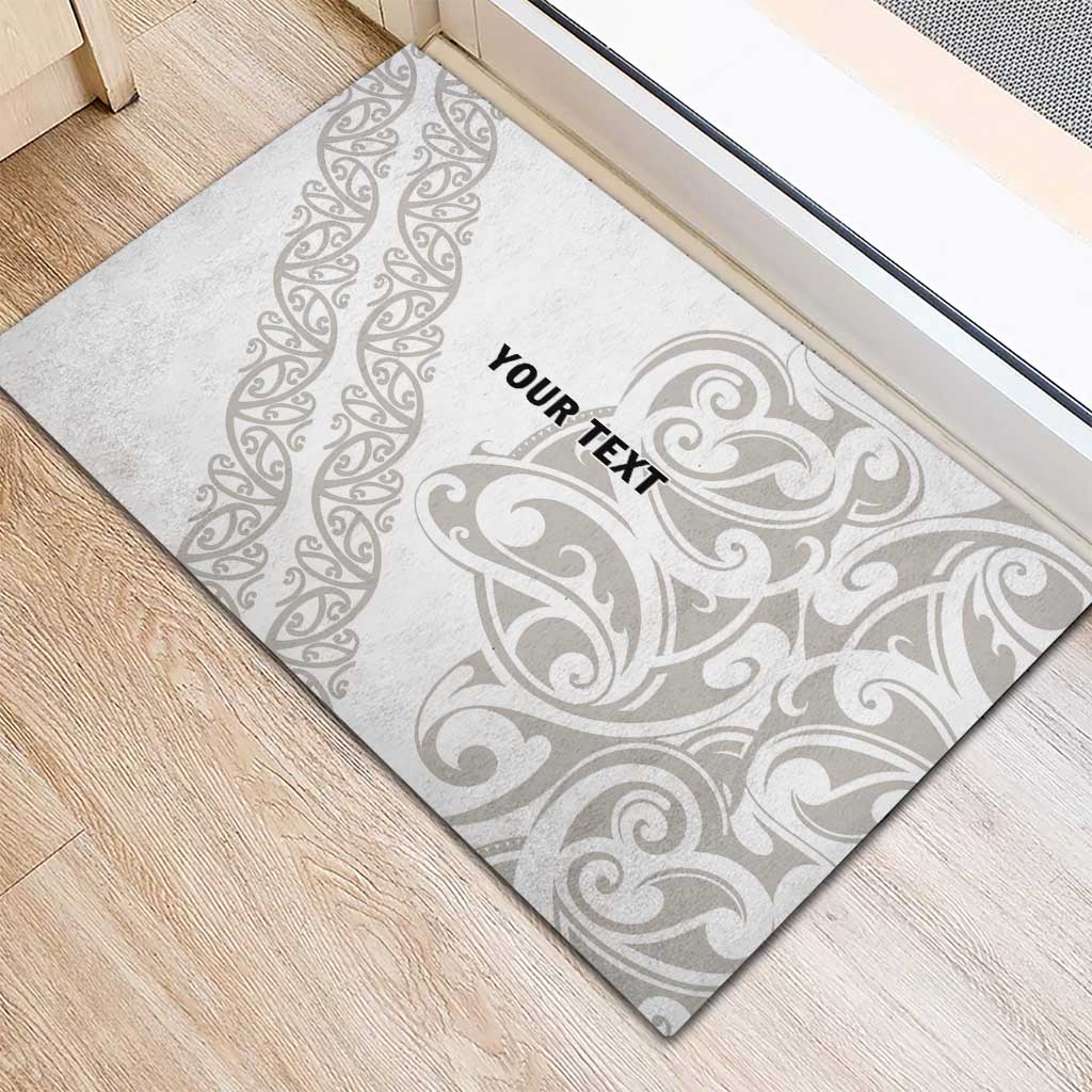 All White Maori Tribal Tattoo Personalised Rubber Doormat Stone Gray Polynesian Style LT9 - Polynesian Pride
