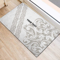 All White Maori Tribal Tattoo Personalised Rubber Doormat Stone Gray Polynesian Style LT9 - Polynesian Pride