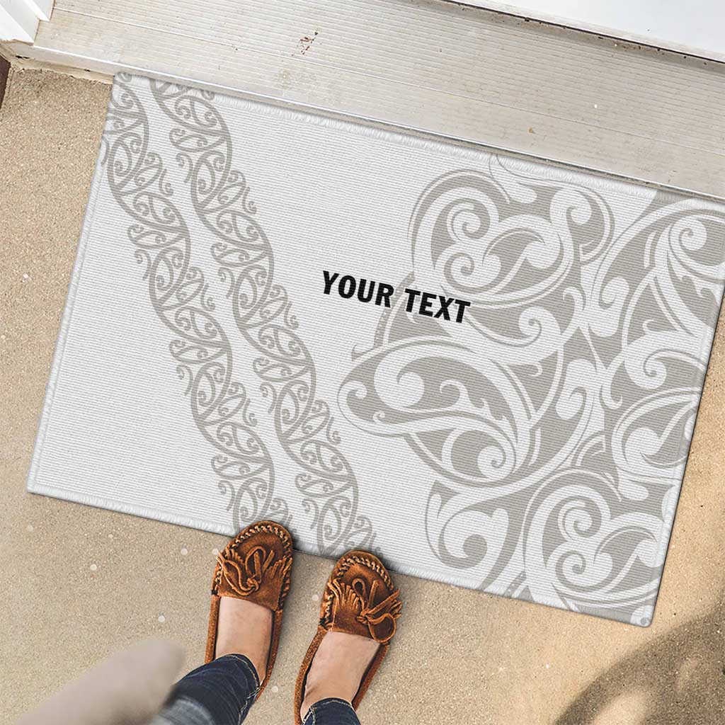All White Maori Tribal Tattoo Personalised Rubber Doormat Stone Gray Polynesian Style LT9 - Polynesian Pride