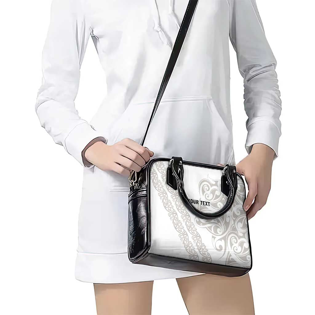 All White Maori Tribal Tattoo Personalised Shoulder Handbag Stone Gray Polynesian Style - Polynesian Pride