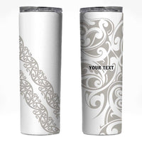 All White Maori Tribal Tattoo Personalised Skinny Tumbler Stone Gray Polynesian Style LT9 Gray - Polynesian Pride