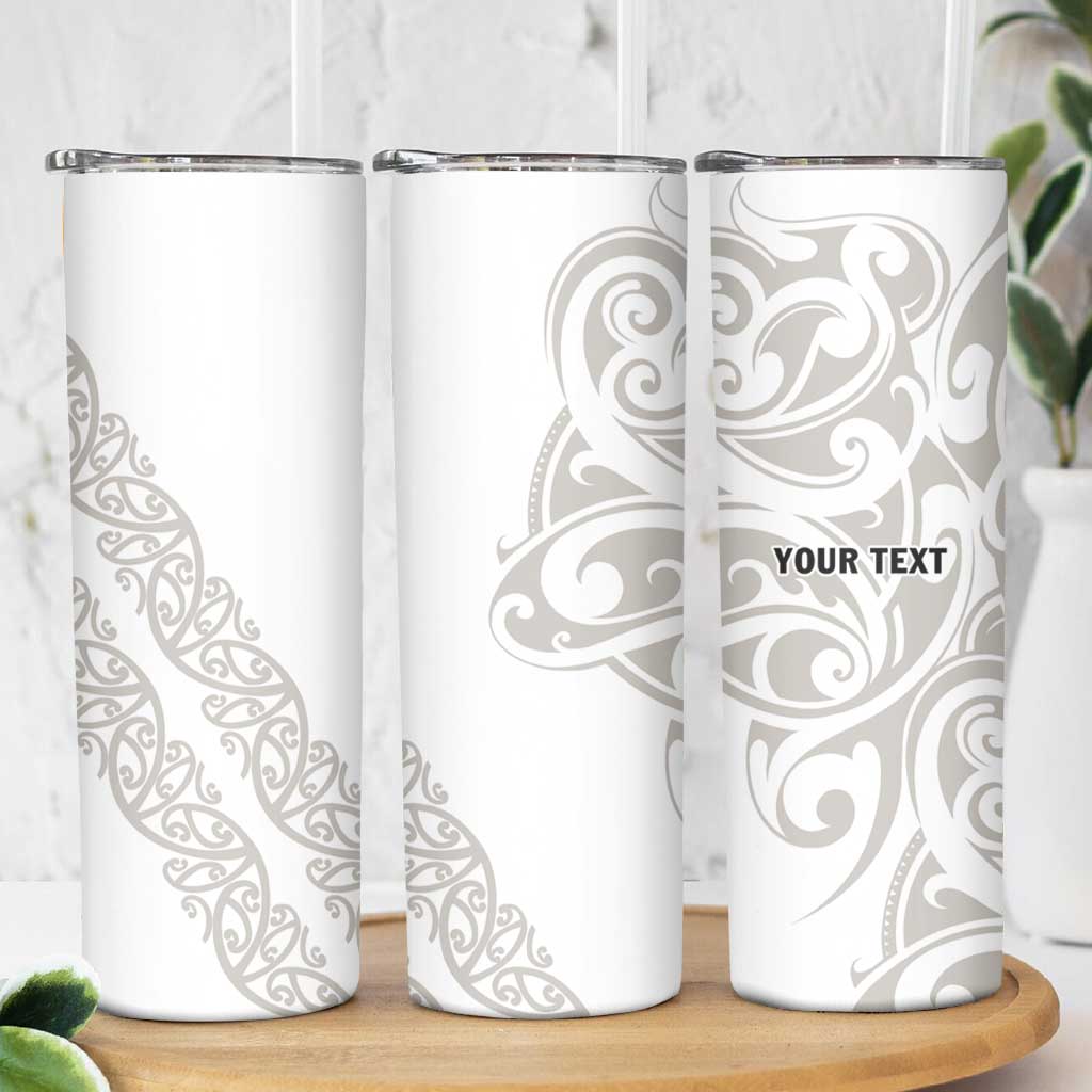 All White Maori Tribal Tattoo Personalised Skinny Tumbler Stone Gray Polynesian Style LT9 - Polynesian Pride