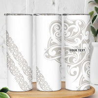 All White Maori Tribal Tattoo Personalised Skinny Tumbler Stone Gray Polynesian Style LT9 - Polynesian Pride