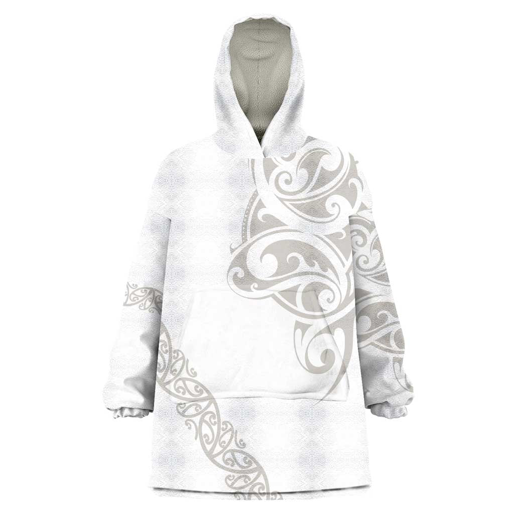 All White Maori Tribal Tattoo Personalised Wearable Blanket Hoodie Stone Gray Polynesian Style LT9 One Size Gray - Polynesian Pride