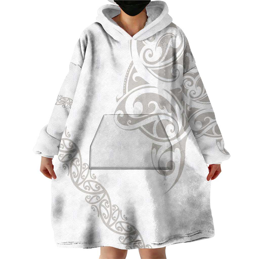 All White Maori Tribal Tattoo Personalised Wearable Blanket Hoodie Stone Gray Polynesian Style LT9 - Polynesian Pride