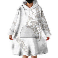 All White Maori Tribal Tattoo Personalised Wearable Blanket Hoodie Stone Gray Polynesian Style LT9 - Polynesian Pride