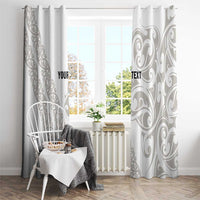 All White Maori Tribal Tattoo Personalised Window Curtain Stone Gray Polynesian Style - Polynesian Pride