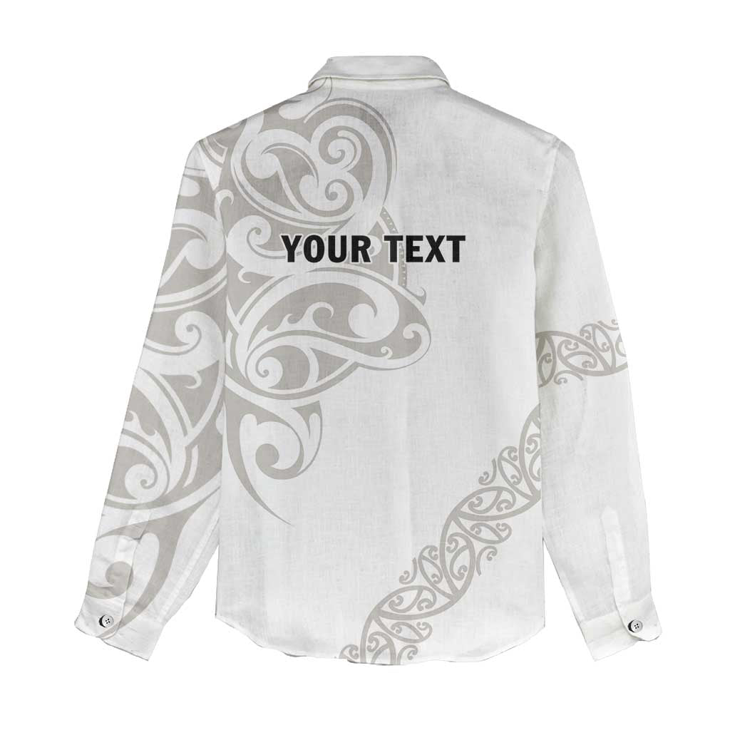 All White Maori Tribal Tattoo Personalised Women Casual Shirt Stone Gray Polynesian Style LT9 - Polynesian Pride