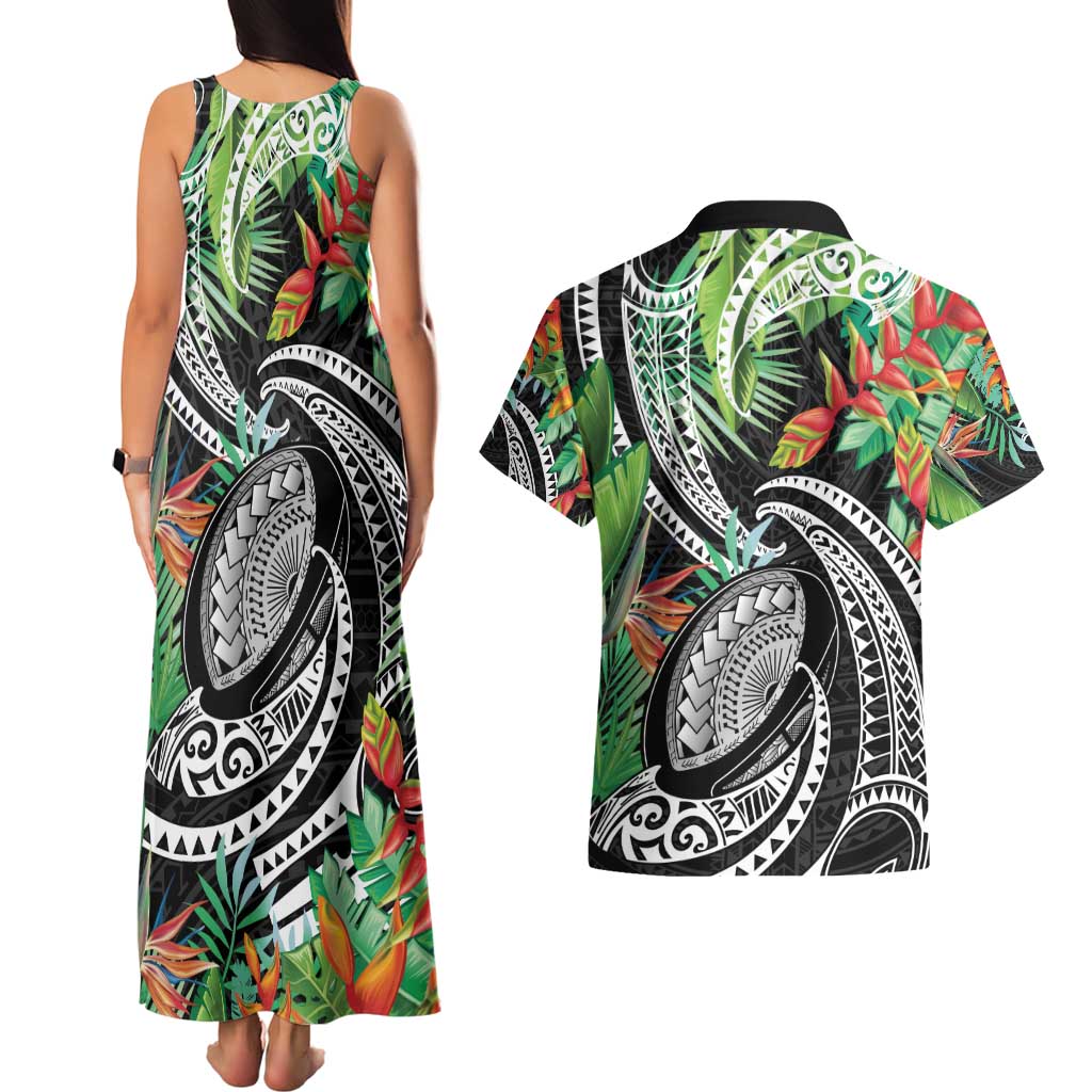 Polynesian Pacific Rugby Tribal Couples Matching Tank Maxi Dress and Hawaiian Shirt Tropical Vibe LT9 - Polynesian Pride