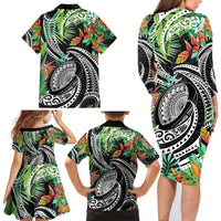 Polynesian Pacific Rugby Tribal Family Matching Long Sleeve Bodycon Dress and Hawaiian Shirt Tropical Vibe LT9 - Polynesian Pride