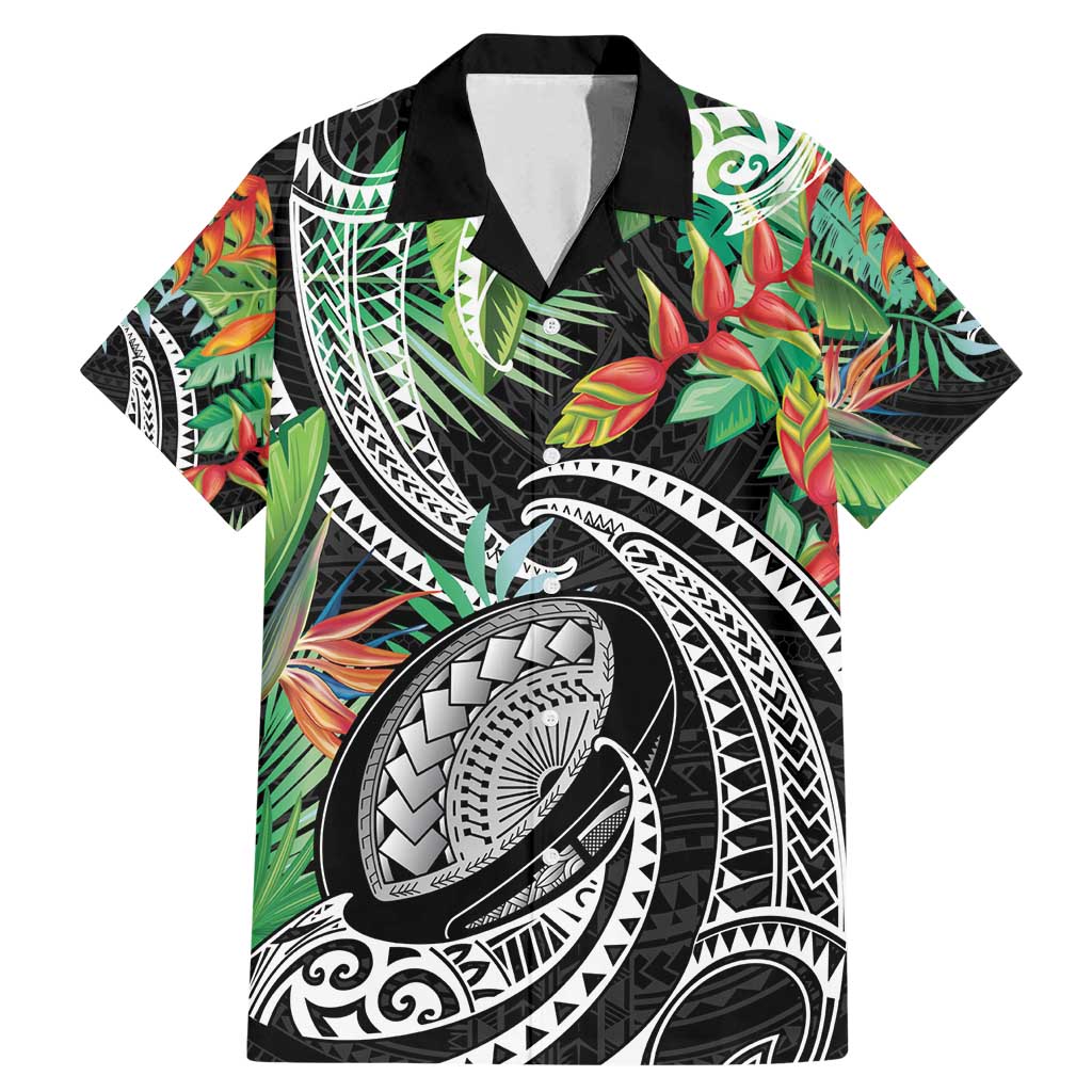 Polynesian Pacific Rugby Tribal Family Matching Mermaid Dress and Hawaiian Shirt Tropical Vibe LT9 Dad's Shirt - Short Sleeve Black - Polynesian Pride