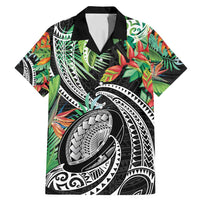 Polynesian Pacific Rugby Tribal Family Matching Mermaid Dress and Hawaiian Shirt Tropical Vibe LT9 Dad's Shirt - Short Sleeve Black - Polynesian Pride