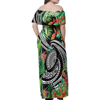 Polynesian Pacific Rugby Tribal Family Matching Off Shoulder Maxi Dress and Hawaiian Shirt Tropical Vibe LT9 - Polynesian Pride