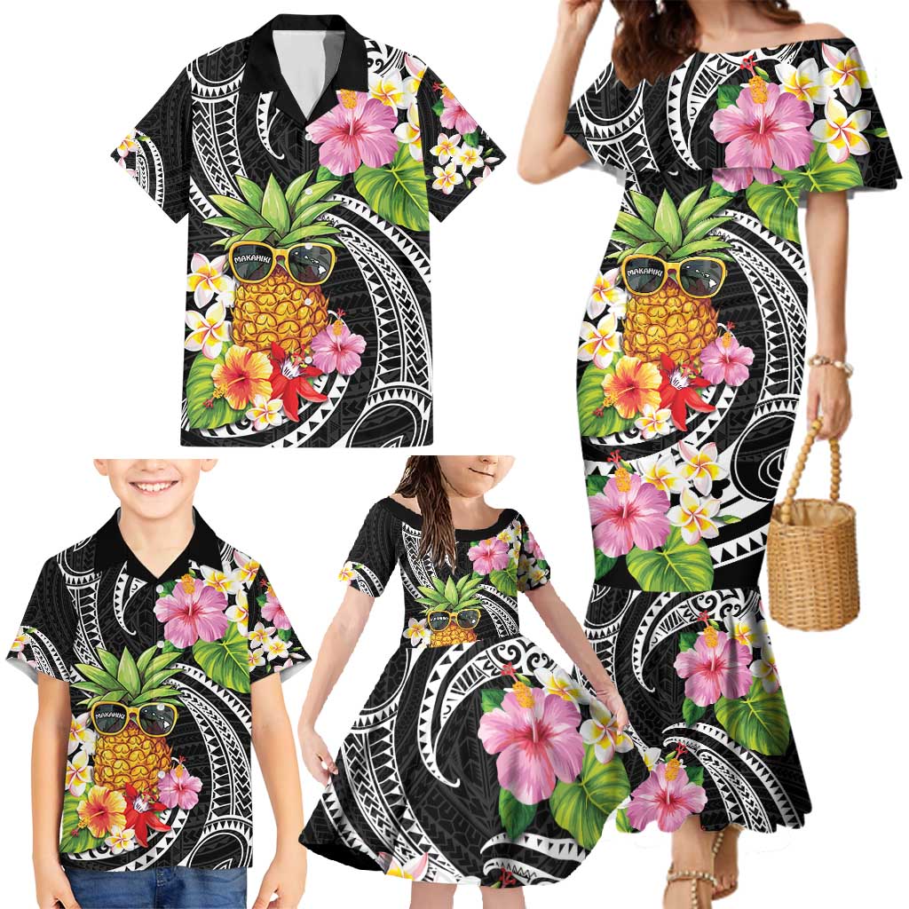 Hau'oli Makahiki Hou Family Matching Mermaid Dress and Hawaiian Shirt Aloha Pineapple Tropical Vibe LT9 - Polynesian Pride