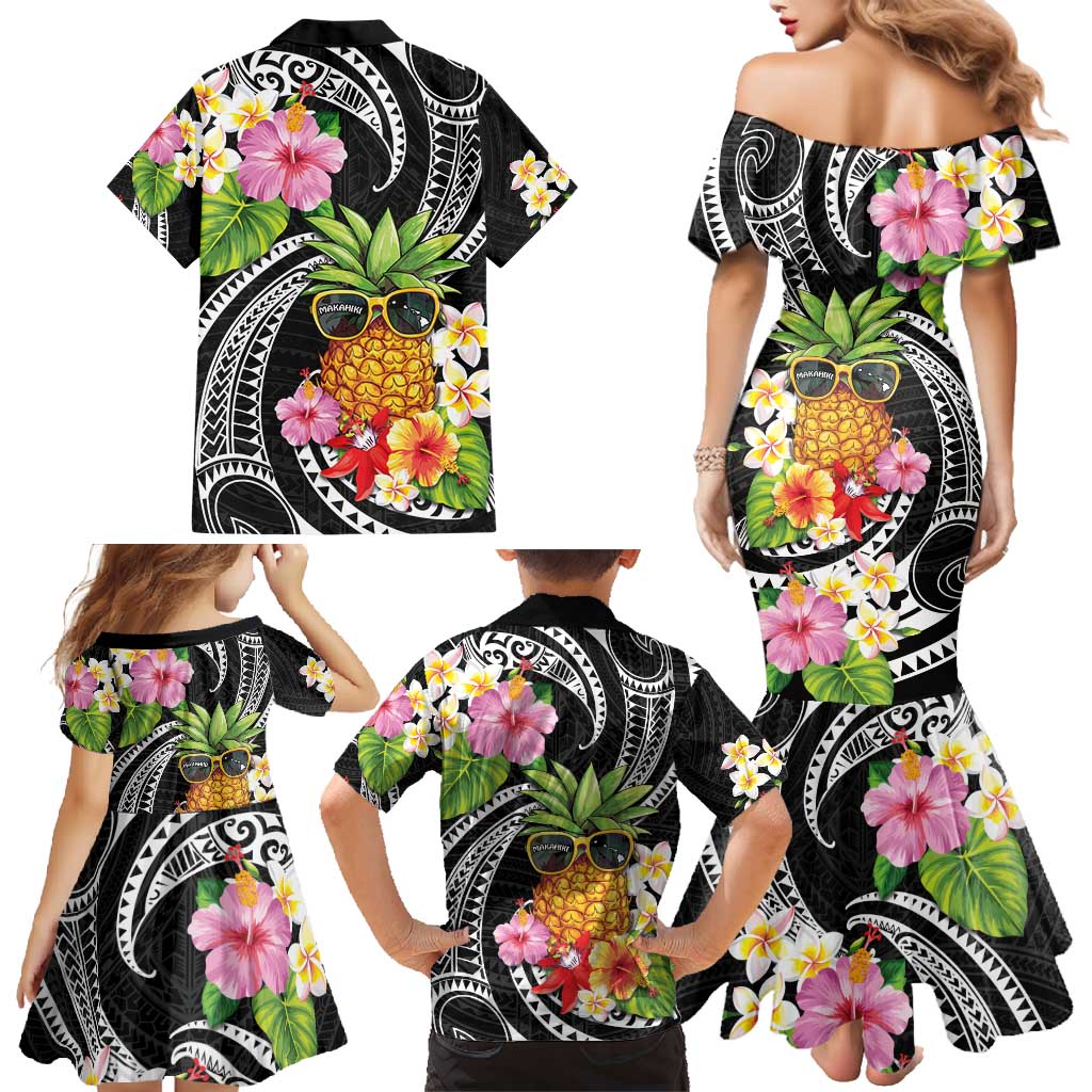 Hau'oli Makahiki Hou Family Matching Mermaid Dress and Hawaiian Shirt Aloha Pineapple Tropical Vibe LT9 - Polynesian Pride