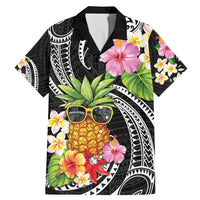 Hau'oli Makahiki Hou Family Matching Mermaid Dress and Hawaiian Shirt Aloha Pineapple Tropical Vibe LT9 Dad's Shirt - Short Sleeve Black - Polynesian Pride