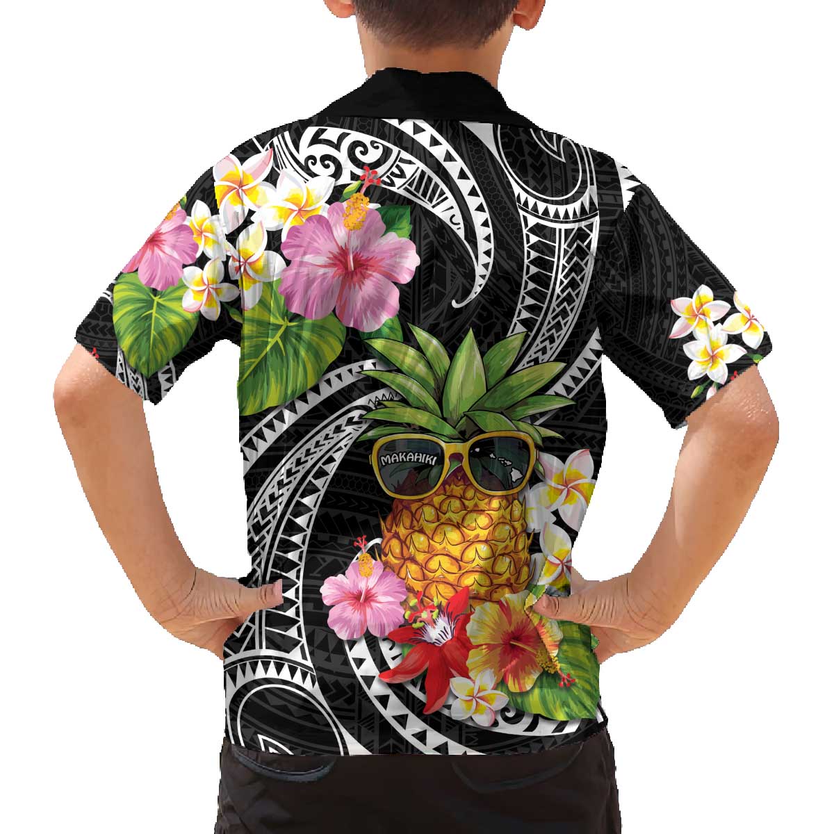 Hau'oli Makahiki Hou Family Matching Off The Shoulder Long Sleeve Dress and Hawaiian Shirt Aloha Pineapple Tropical Vibe LT9 - Polynesian Pride
