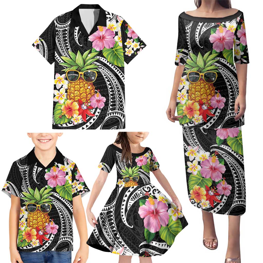 Hau'oli Makahiki Hou Family Matching Puletasi and Hawaiian Shirt Aloha Pineapple Tropical Vibe LT9 - Polynesian Pride