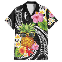 Hau'oli Makahiki Hou Family Matching Summer Maxi Dress and Hawaiian Shirt Aloha Pineapple Tropical Vibe LT9 Dad's Shirt - Short Sleeve Black - Polynesian Pride