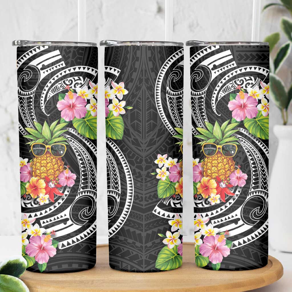 Hau'oli Makahiki Hou Skinny Tumbler Aloha Pineapple Tropical Vibe LT9 - Polynesian Pride