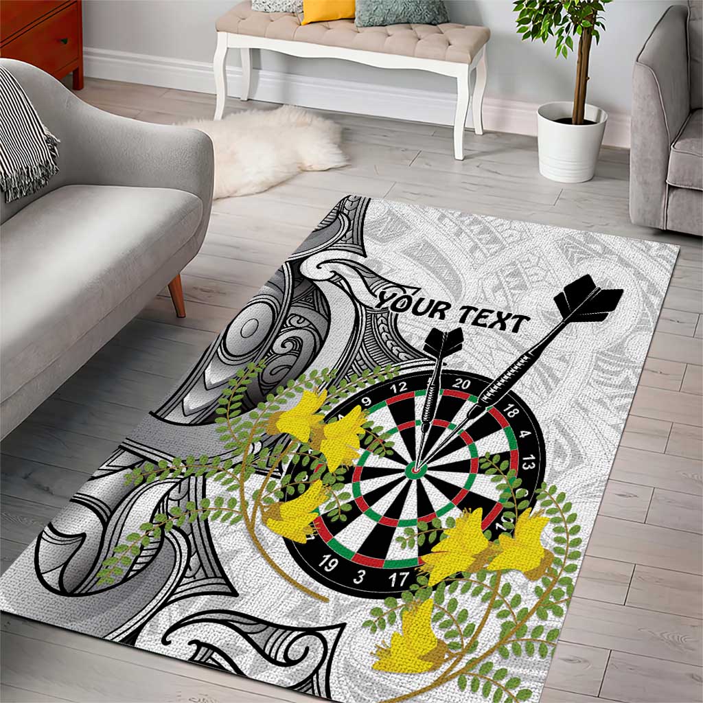 Personalised New Zealand Darts Area Rug Kowhai Floral with Maori Tattoo LT9 - Polynesian Pride