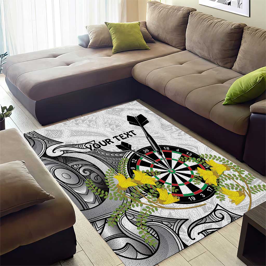 Personalised New Zealand Darts Area Rug Kowhai Floral with Maori Tattoo LT9 - Polynesian Pride