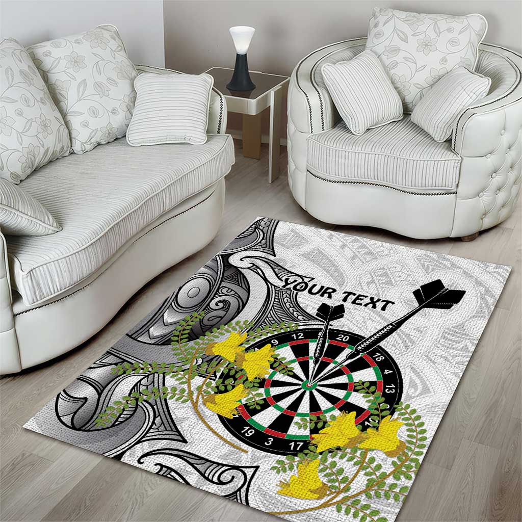 Personalised New Zealand Darts Area Rug Kowhai Floral with Maori Tattoo LT9 - Polynesian Pride
