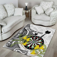 Personalised New Zealand Darts Area Rug Kowhai Floral with Maori Tattoo LT9 - Polynesian Pride