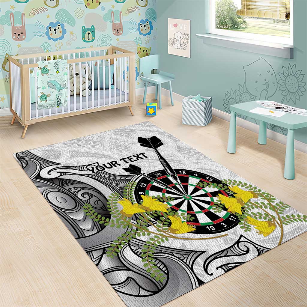 Personalised New Zealand Darts Area Rug Kowhai Floral with Maori Tattoo LT9 - Polynesian Pride