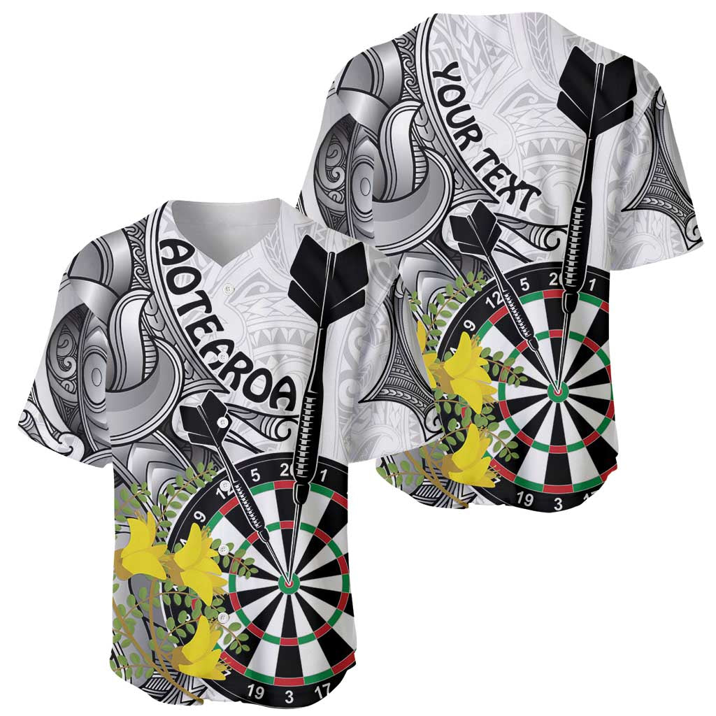 Personalised New Zealand Darts Baseball Jersey Kowhai Floral with Maori Tattoo LT9 - Polynesian Pride