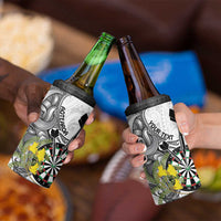 Personalised New Zealand Darts 4 in 1 Can Cooler Tumbler Kowhai Floral with Maori Tattoo LT9 - Polynesian Pride