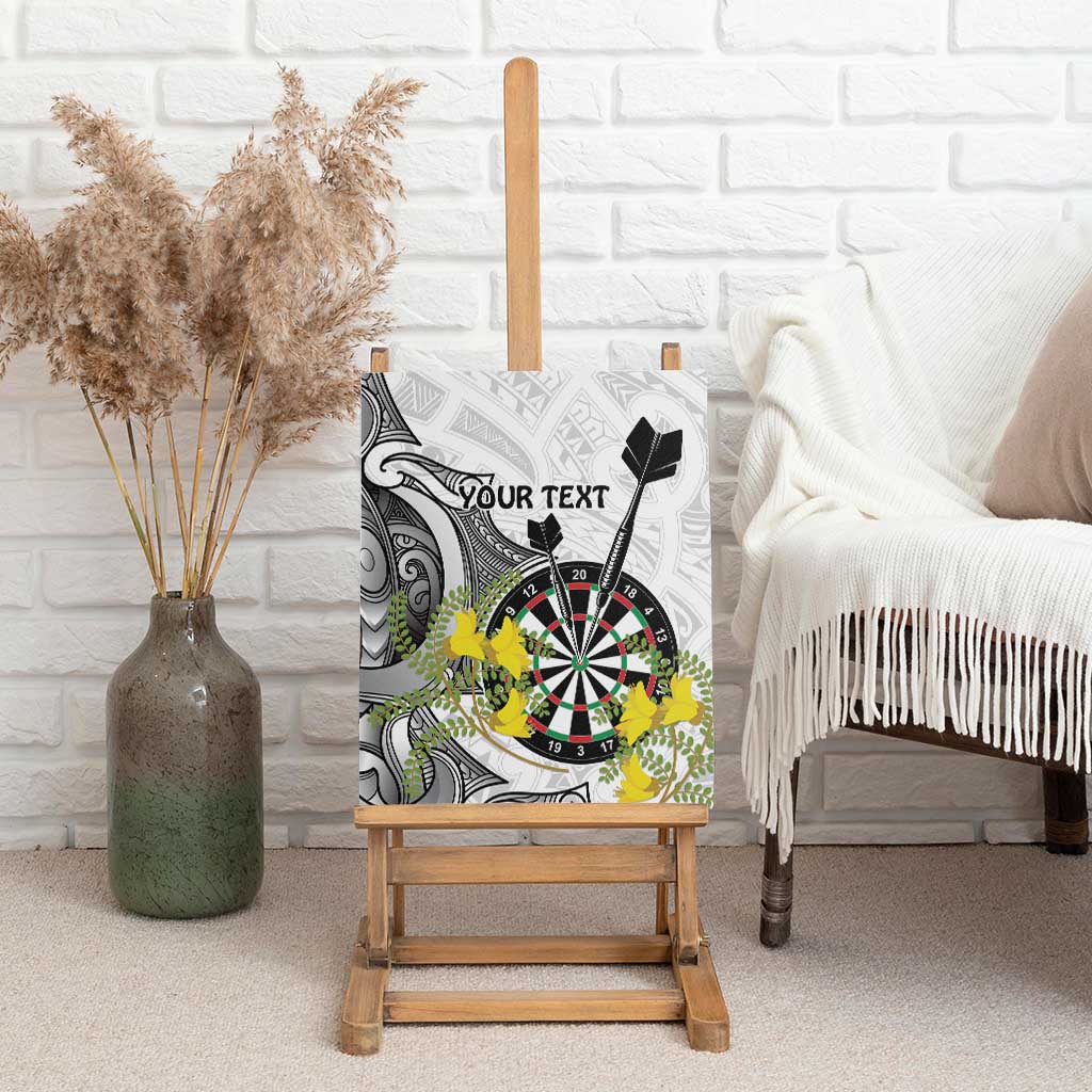 Personalised New Zealand Darts Canvas Wall Art Kowhai Floral with Maori Tattoo LT9 - Polynesian Pride